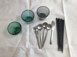 食洗機対応のお箸とスプーン、グラス